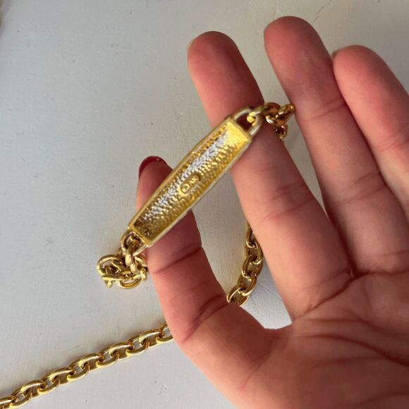 VTG 70s Anne Klein Gold Chain Belt AK Logo Statement Waist Jewelry S-M - Picture 5 of 8